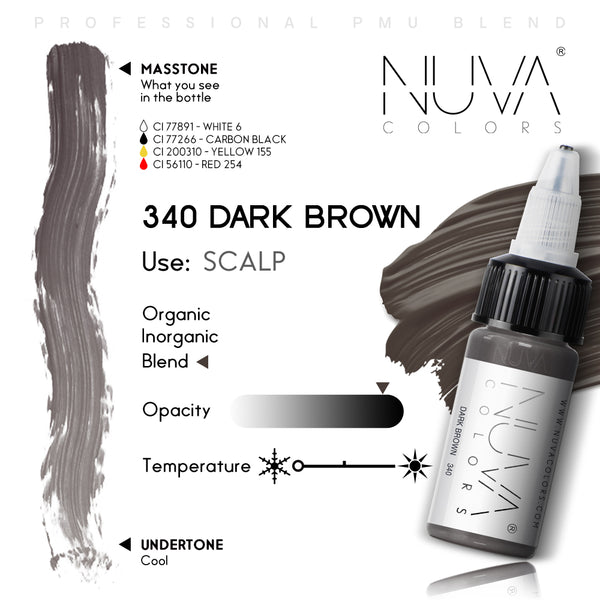 Nuva Colors 360 SMP Collection 340 Dark Brown SMP RC 15ml (1/2oz)