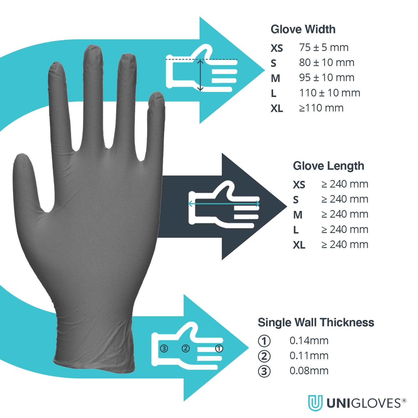 Unigloves Select Black Latex Gloves (100 Per Box)