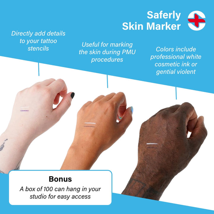Saferly Fine Tip Surgical Skin Marker White or Purple