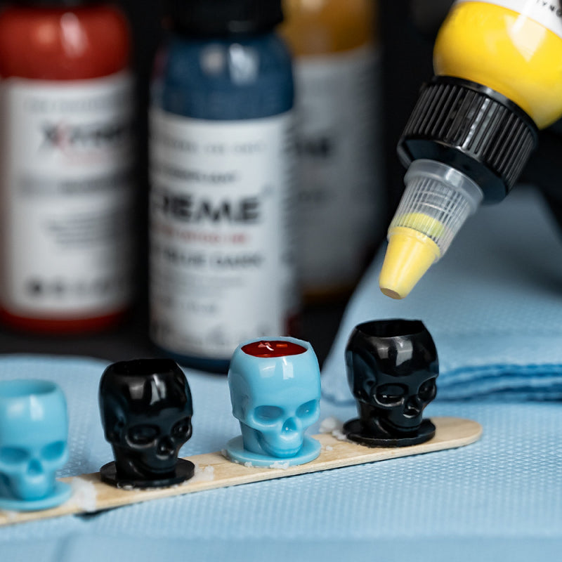Skull Ink Cups Black Plastic Stable 13mm x 200