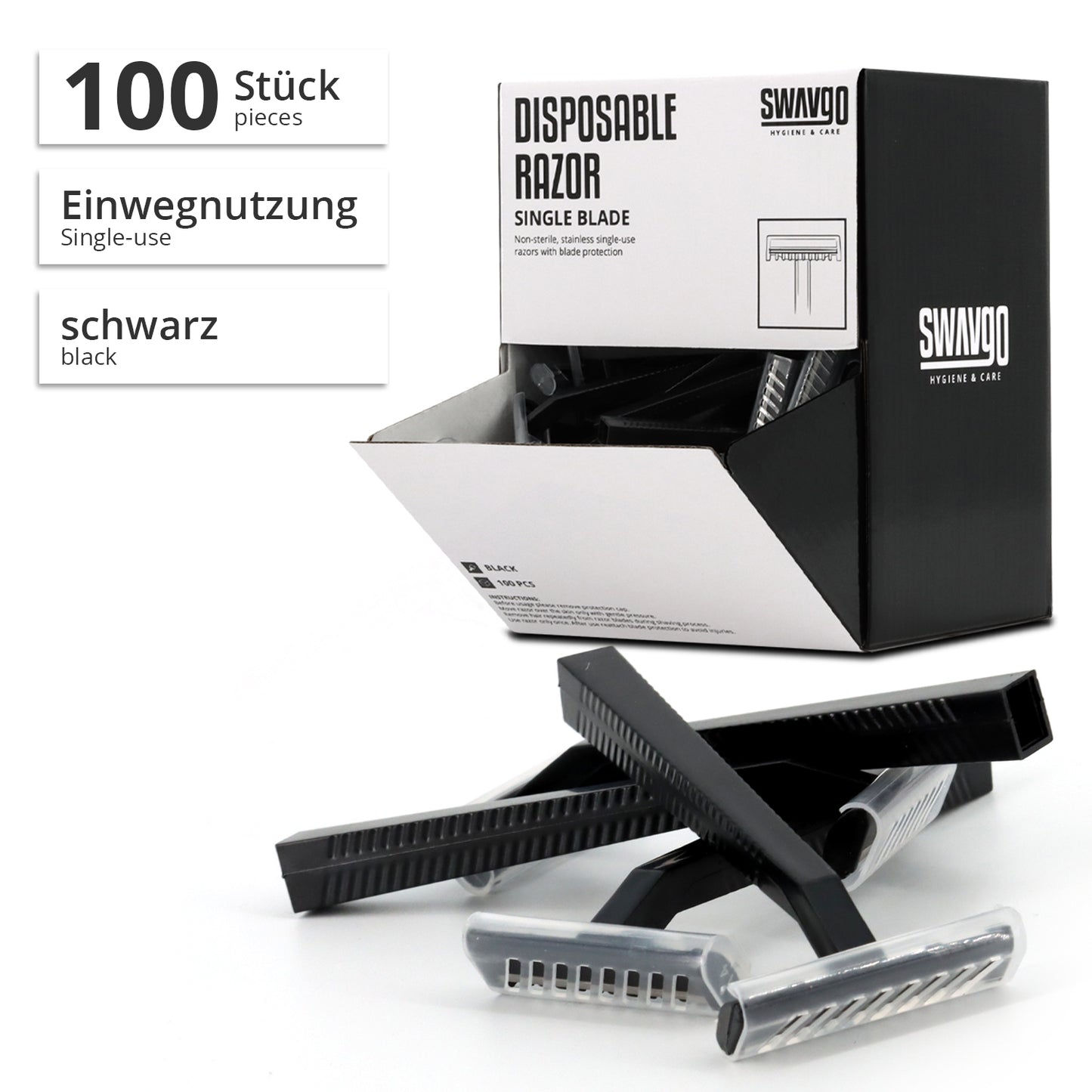 SwavGo - Disposable Razor- Black (100pcs/box)