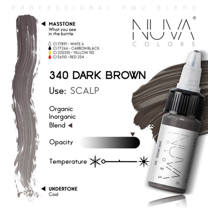 Nuva Colors 360 SMP Collection 340 Dark Brown SMP RC 15ml (1/2oz)