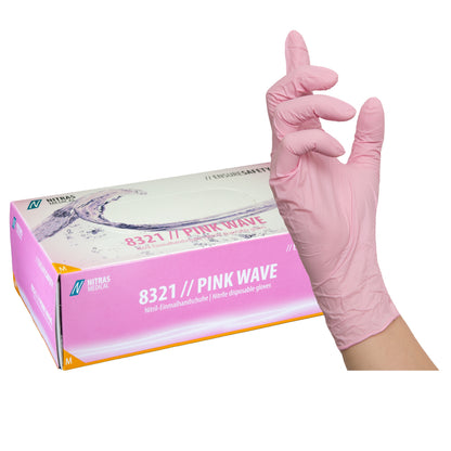 Nitras Medical Pink Wave Gloves Nitrile