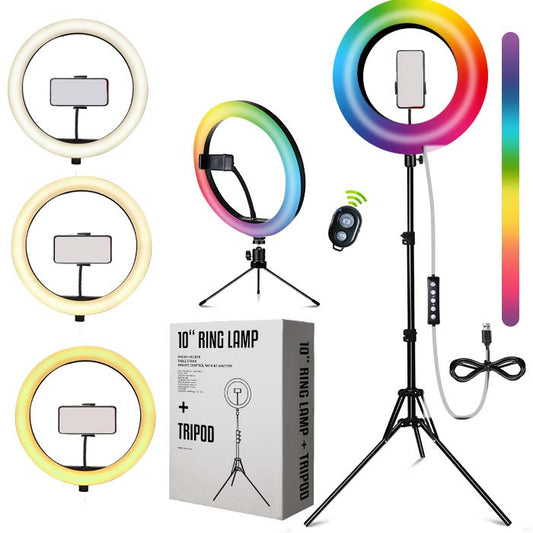 SwavGo 10 inch RGB ring lamp with 63 inch tripod