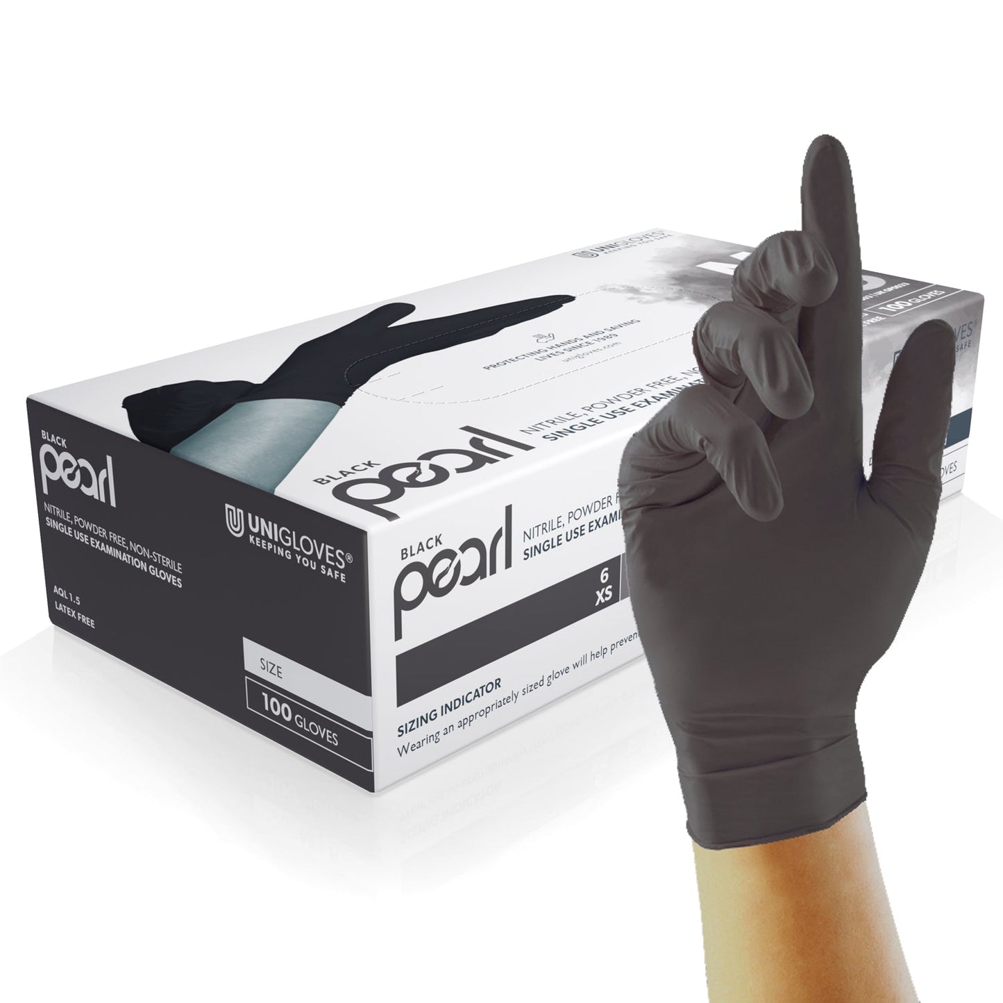 Unigloves Black Pearl Gloves (100 Per Box)