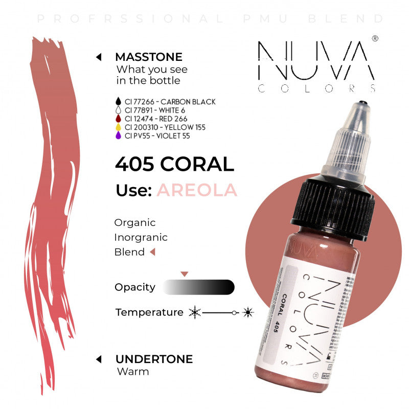 Nuva Colors 360 Areola Collection 405 Coral RC 15ml (1/2oz)