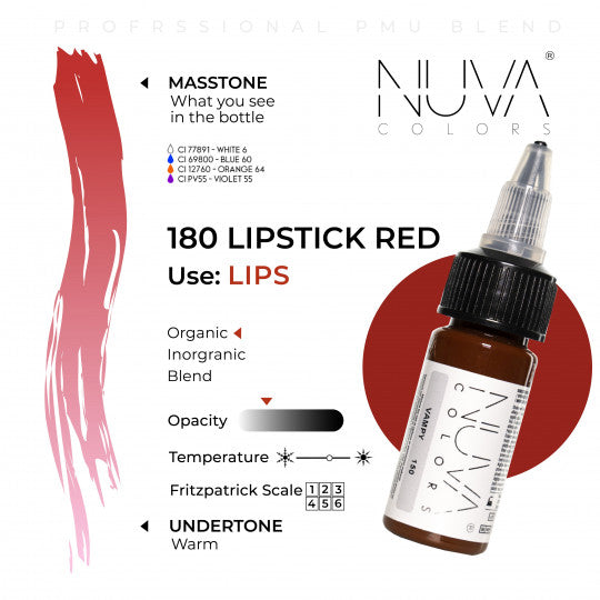 Nuva Colors 180 Lipstick Red 15ml (1/2oz)