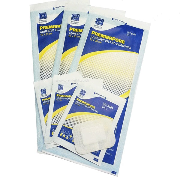 Premierpore Adhesive Island Dressing 5cm x 7cm (100)