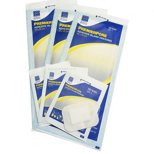 Premierpore Adhesive Island Dressing 5cm x 7cm (100)