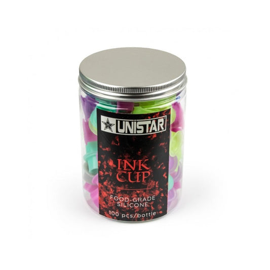 Unistar Ink Cups Stable Silicone  Jar of 100 Mixed Colours