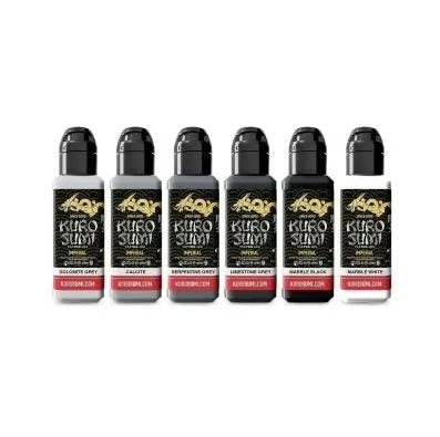 Kuro Sumi Imperial Tattoo Ink Marble Stone Set (6 x 44ml)